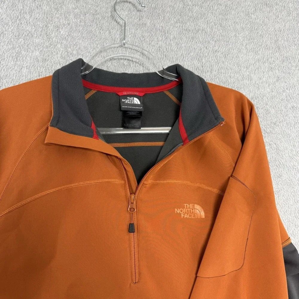 The North Face Jacket Mens L Orange Windwall Fleece Lined Softshell Quarter Zip